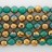 Faceted Round Bead Two-Tone Green Agate & Gold 6mm 16"