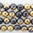 Faceted Round Bead Two-Tone Black Agate & Gold 8mm 16"