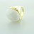 Brass Ring Faceted Oval White Jade 
