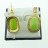 Brass Earrings Faceted Pillow Dyed Jade Apple Green with Cubic Zirconia 