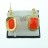 Brass Earrings Faceted Pillow Dyed Jade Orange with Cubic Zirconia 