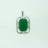 Brass Pendant Faceted Pillow Dyed Jade Emerald with Cubic Zirconia 