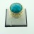 Brass Ring Faceted Round Stabilized Blue Turquoise 