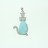 Cat Brass Pendant Faceted Flat Teardrop Dyed Jade Light Blue with Cubic Zirconia