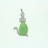 Cat Brass Pendant Faceted Flat Teardrop Dyed Jade Apple Green with Cubic Zirconia