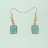 Brass Earrings Faceted Rectangle Dyed Jade Light Blue 