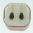 Brass Earrings Faceted Teardrop Dyed Jade Sapphire & Cubic Zirconia 