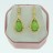 Brass Earrings Faceted Teardrop Dyed Jade Apple Green & Cubic Zirconia 
