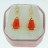 Brass Earrings Faceted Teardrop Dyed Jade Orange & Cubic Zirconia 