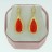 Brass Earrings Faceted Teardrop Dyed Jade Orange & Cubic Zirconia 