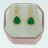 Brass Earrings Faceted Teardrop Dyed Jade Emerald & Cubic Zirconia 
