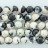 Faceted Round Bead Black & White Agate 16mm 16"